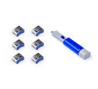 Smart Keeper Pack 6 serrature per porte USB + chiave di sicurezza Blu