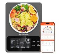 Smart Kitchen - Bilancia per alimenti con calcolatrice nutrizionale, app 30 nutrienti per la perdita di peso cheto e diabetici, modalità di assistenza alla preparazione del caffè, 10 kg (nero e grigio