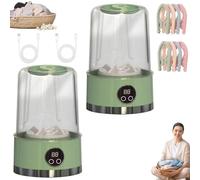 Smart Laundry Cup, Bloame Portable Washer, Rechargeable Portable Cordless Mini Washing Machine with LCD Display for Home, Hotel & Camping, Free 4/8 pcs folding clothes drying rack (Green,2 PCS)