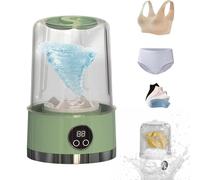 Smart Laundry Cup,Underwear Washer,Rechargeable Portable Cordless Mini Washing Machine,with LCD Display, for Bra, Underwear, Socks Home, Hotel and Camping (Green)
