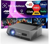 Smart LED 4K Proiettore Daylight HDR WiFi 6 Bluetooth Google TV, 1800ANSI Daytime Movie Gaming Proiettori 4K Ultra HD Home Theater Soffitto con messa a fuoco automatica Keystone Zoom Airplay HDMI ARC