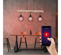 Smart LED Lampada Da Soffitto Google Alexa In Legno Con Barra Sospesa Dimmer RGB [EEK: F]