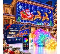 Smart LED Luci Tenda Natale Luci Balcone con App Control | Luci LED intelligenti per tende con controllo app, disponibili in quattro misure per balconi, finestre