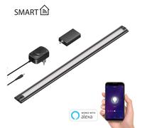 ledscom.de Luce intelligente LED sottopensile SIRIS nero opaco con alimentatore e controller WLAN, piatto, smart home, abilitato Alexa, 50cm, 655lm, bianco