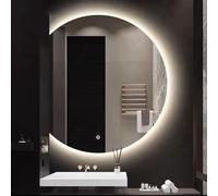 Smart LED Specchio da bagno moderno senza cornice Semicircolare Specchio da parete 3 colori dimmerabile Specchio per trucco HD Funzione di memoria a prova di esplosione Facile installazione Design