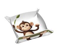 Smart Little Monkey - Vassoio portaoggetti in pelle, portachiavi, monete, orologi, orecchini e altri accessori, un must per la casa