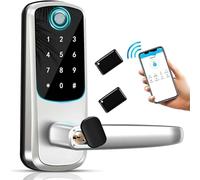 Smart Lock 5 in 1 Serratura for porta con maniglia Tecnologia biometrica Funzione di memoria di archiviazione Controllo APP,Resistente alla corrosione(Silver)