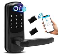 Smart Lock 5 in 1 Serratura for porta con maniglia Tecnologia biometrica Funzione di memoria di archiviazione Controllo APP,Resistente alla corrosione(Noir)