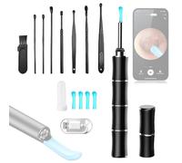 Smart Luminous Visual Ear Pick, 3 milioni di pixel HD, diametro interno 4,2 mm, temperatura non rilevante 25 °C, con set di 8 auricolari, 4 cucchiai, detergente per orecchie per iOS e Android, nero