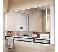 Smart Mobile Specchio Bagno con LED Luce, Armadietto da Bagno da 60-120 cm, antiappannamento, per Bagno Design Moderno per Spazio nizzato,White Smart,120 * 13 * 80cm