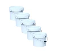 Smart Pack ® Secchio con coperchio 14L | secchio in plastica con manico in metallo | Contenitore di stoccaggio | Secchio di vernice vuoto | Secchio Ermetico (5x14L)