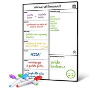 Smart Panda Lavagna Magnetica Frigo A3 - Calendario Settimanale Cancellabile, Planner Pasti e Lista della Spesa - Lavagnetta Magnetica Frigorifero con 4 Pennarelli - in Italiano