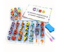 Smart Panda Lettere Magnetiche per Bambini con Lavagna Magnetica - 182 Lettere, 50 Numeri e 31 Simboli Magnetici, 2 Contenitori, Penne e Gomma - Alfabeto Magnetico per Imparare a Leggere e Scrivere
