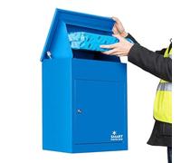 Smart Parcel Box - Cassetta per posta e pacchi con accesso frontale in acciaio blu medio