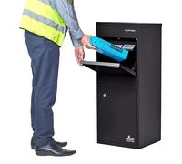 Smart Parcel Box - Cassetta postale per pacchi grandi, accesso fronte/retro, fissaggio a parete o cancello, ideale per acquisti online, Nero