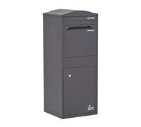 SMART PARCEL BOX Grande scatola per pacchi da esterno, resistente alle intemperie, grigia con parte superiore curva, accesso frontale sicuro, acciaio zincato resistente, chiudibile a chiave per posta