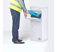Smart Parcel Box - Scatola delle lettere/Pacco Large Bianco con accesso Frontale e Posteriore in Acciaio