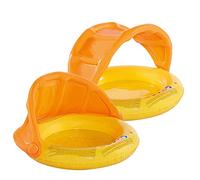 Smart Planet Mini piscina per bambini a salvagente con tettuccio parasole, fondo gonfiabile, 85 x 54 cm, mini piscina, colore giallo/arancione