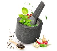 Smart-Planet Mortaio di alta qualità con pestello in granito - Pratico mortaio di pietra massiccio Ø 8,5 cm per spezie pesto erbe - lucido e facile da pulire