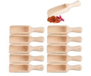 Smart-Planet Set di 10 mini cucchiai per spezie, circa 8 cm, paletta in legno, paletta in legno, cucchiaio in legno, spargere spezie, cucina per bambini