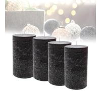 Smart-Planet - Set di 4 candele ambientali rustiche, colore nero, grande candela rustica, 12 cm, lunga durata, circa 54 ore, per Natale