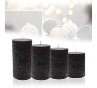 Smart-Planet - Set di 4 candele rustiche per ambiente natalizio, corona dell'Avvento, candela rustica, colore nero, 8/10/12/14 cm
