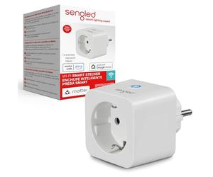 Smart Plug Sengled, abilitata per Matter, è compatibile con Alexa, abbinamento istantaneo, supporta fino a 2300 W, è richiesta una piattaforma compatibile con Matter, 2,4 GHz, Wi-Fi, confezione da 1