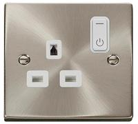 Smart Presa Elettrica, 1 Banda, Doppio Palo, 13A, Cromo Satinato - VPSC30535WH