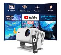 Smart Proiettore Portatile Compatibile con Netflix Autofocus Correzione Trapezio 600 ANSI WiFi6 Bluetooth HD 1080P VNEIMQN Supporto 4K Proiettori Smart per Home Cinema/Esterno (L350-WWW)