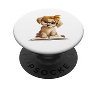 Smart Puppy Dog Reading Book Fascia PopSockets PopGrip Adesivo