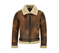 Smart Range Leather Giacca da pilota da aviatore in vera pelle di montone riccia B3 Air Force da uomo RAF Bomber Style Reagan (3XL, Beige/Copper)