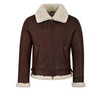 Smart Range Leather Giacca da pilota da aviatore in vera pelle di montone riccia B3 Air Force da uomo RAF Bomber Style Reagan (XL, Whiskey/Chustnet)