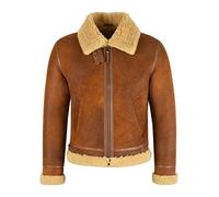 Smart Range Leather Giacca da pilota da aviatore in vera pelle di montone riccia B3 Air Force da uomo RAF Bomber Style Reagan (M, Tabaco/Beige)
