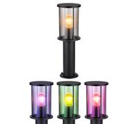 Smart RGB LED lampada da terra giardino dimmerabile luce piedistallo lampada da esterno nero luce sentiero, vetro acciaio inox, 8,5W 806lm bianco caldo - bianco freddo, DxH 14,3x45 cm