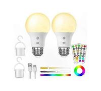 Smart RGB Rechargeable Light Bulb with Remote Control, 8W Color Changing, 9+3 Color Temp, E27 Dimmable Touch Control & Timing