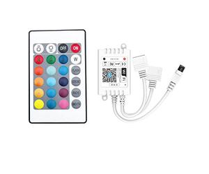 Smart RGB WiFi Controller DC12-24V per LED RGB Strip compatibile con Alexa, Google Home e Siri, controllo app, sveglia, telecomando, 20 modalità dinamiche (doppia uscita)