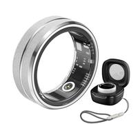 Smart Ring, nuovo anello fitness tracker 2024 con custodia di ricarica, impermeabile IP68, frequenza cardiaca, ossigeno nel sangue, rilevatore del sonno, per donne e uomini(Silver,21.5 mm)