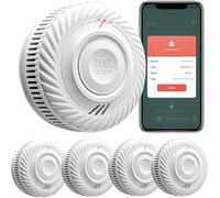 Smart Rivelatore di Fumo, Rivelatore di Fumo Wi-Fi, compatibile con l'app Tuya/Smart Life, nessun gateway richiesto, segnale di allerta da 85 dB, mini rivelatore di fumo e incendio connesso, 4-Pack