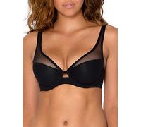 Smart & Sexy Mesh Plunge Bra Reggiseno a t-Shirt, Maglia Nera, 2E Donna