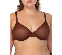 Smart & Sexy Reggiseno da Donna Sheer Mesh Demi con Ferretto Bra, Trasparente, Marrone Cioccolato, 3D