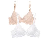 Smart & Sexy Reggiseno Push-up da Donna in Pizzo, Confezione da 2, nel Buff/Bianco, 5A