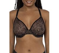 Smart & Sexy Sheer Mesh Demi Underwire Bra, Semi-Velato, Colore Nero con Febbre di Danza (Punta Liscia), 3E Donna