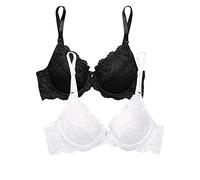 Smart & Sexy Reggiseno Push-up da Donna in Pizzo, Confezione, tonalità Nero/Bianco, 2 Pezzi, 3C (Pacco da 2)