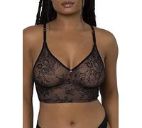 Smart & Sexy Smooth Lace Longline Bralette Reggiseno, Trasparente, Colore Nero (Pizzo Liscio), M Donna
