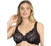 Smart & Sexy Women's Plus Size Signature Lace Unlined Underwire Bra with Added Support, Black Hue, 46D