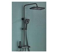 Smart - Sistema doccia digitale a pioggia, con rubinetti in ottone, miscelatore a cascata caldo e freddo, soffione moderno per bagno, elegante finitura bianca (nero A)