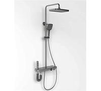 Smart - Sistema doccia termostatico con display della temperatura, soffione a pioggia e doccetta portatile, set completo con rubinetti per vasca da bagno