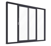 Smart Slide antracite, porte finestre scorrevoli, pvc, 2 ante, scorrimento a sinistra, 2000 x 2000 mm o su misura