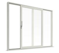 Smart-Slide, porte finestre scorrevoli, pvc, effetto legno bianco, 2 ante, scorrimento a sinistra, 1600 x 1500 mm o su misura