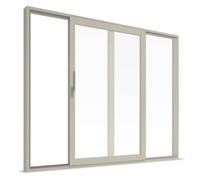 Smart-Slide, porte finestre scorrevoli, pvc, effetto legno crema, 2 ante, scorrimento a sinistra, 1600 x 1500 mm o su misura